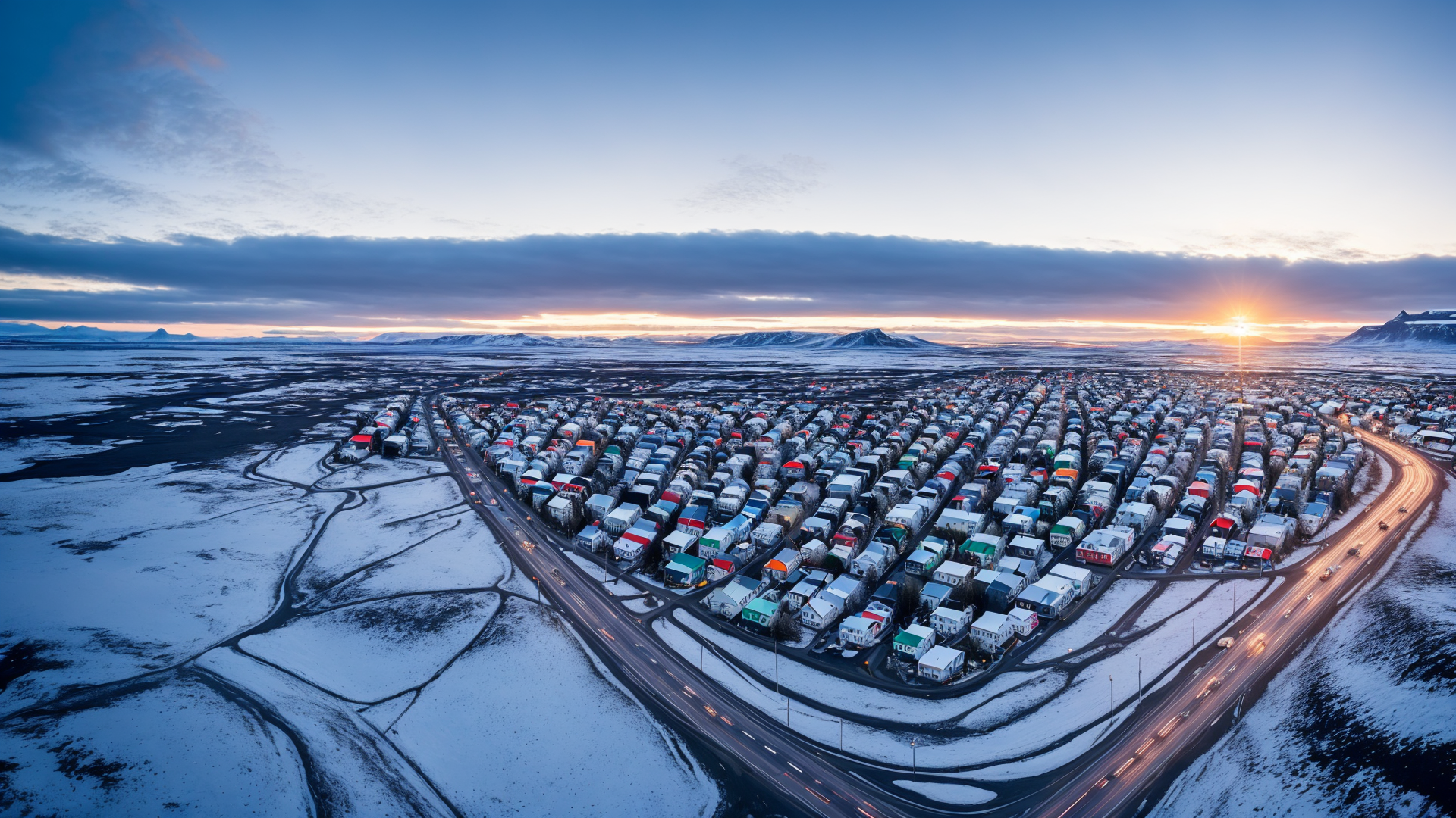 冰岛小城镇之旅，美丽雪景高清图片