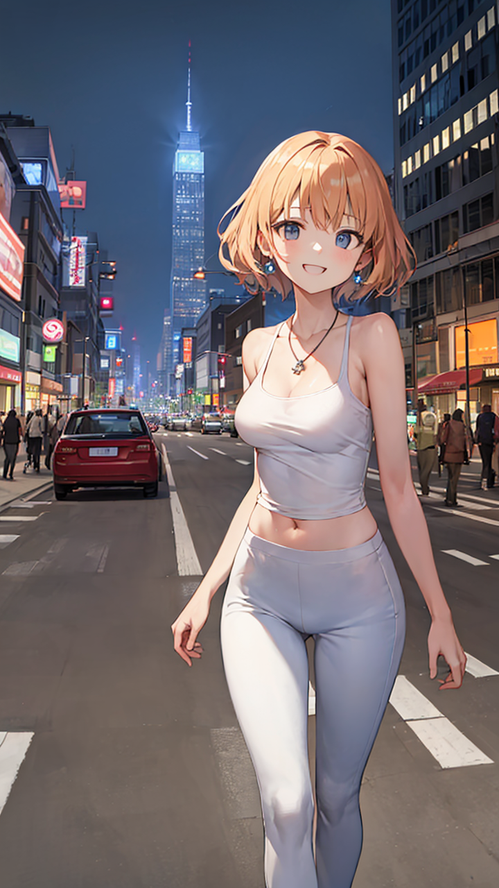 迷人又可爱的二次元动漫美女无袖背心搭配冰丝直筒裤美图