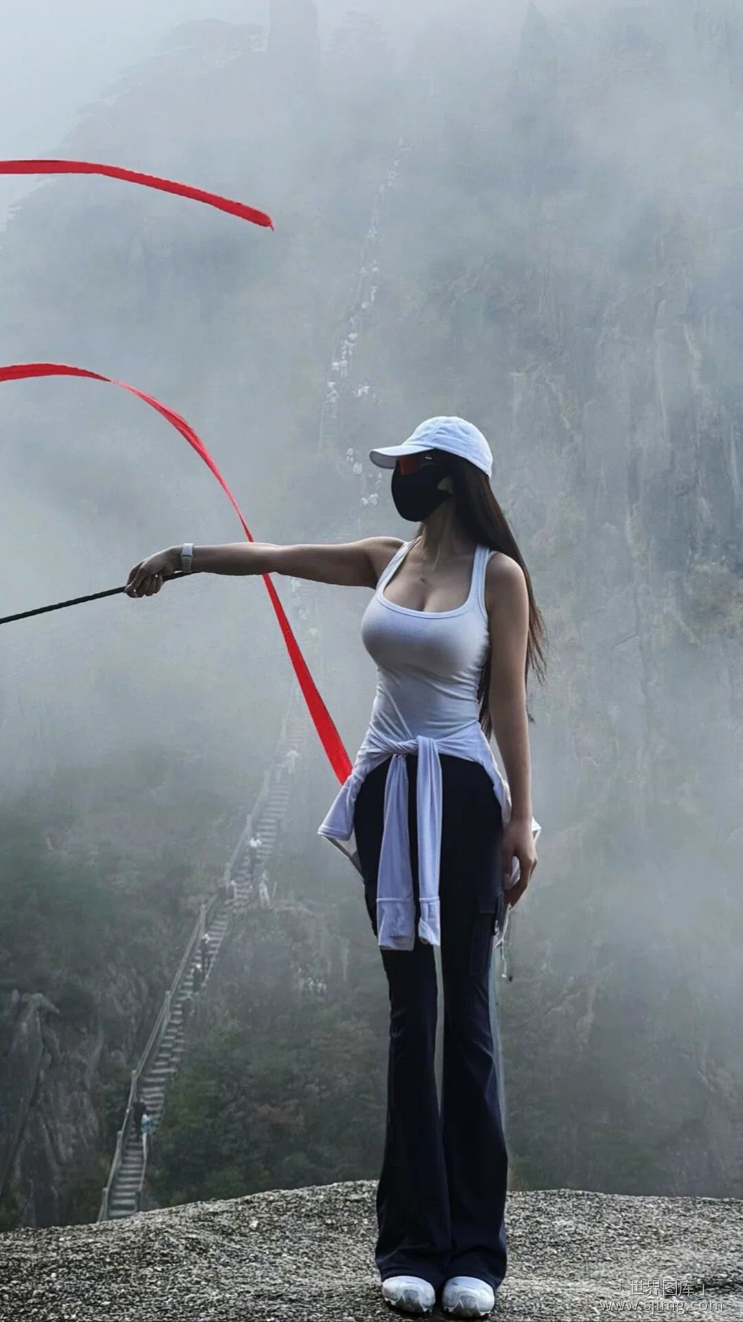 登封之路 漂亮美女与风景 4K高清手机壁纸
