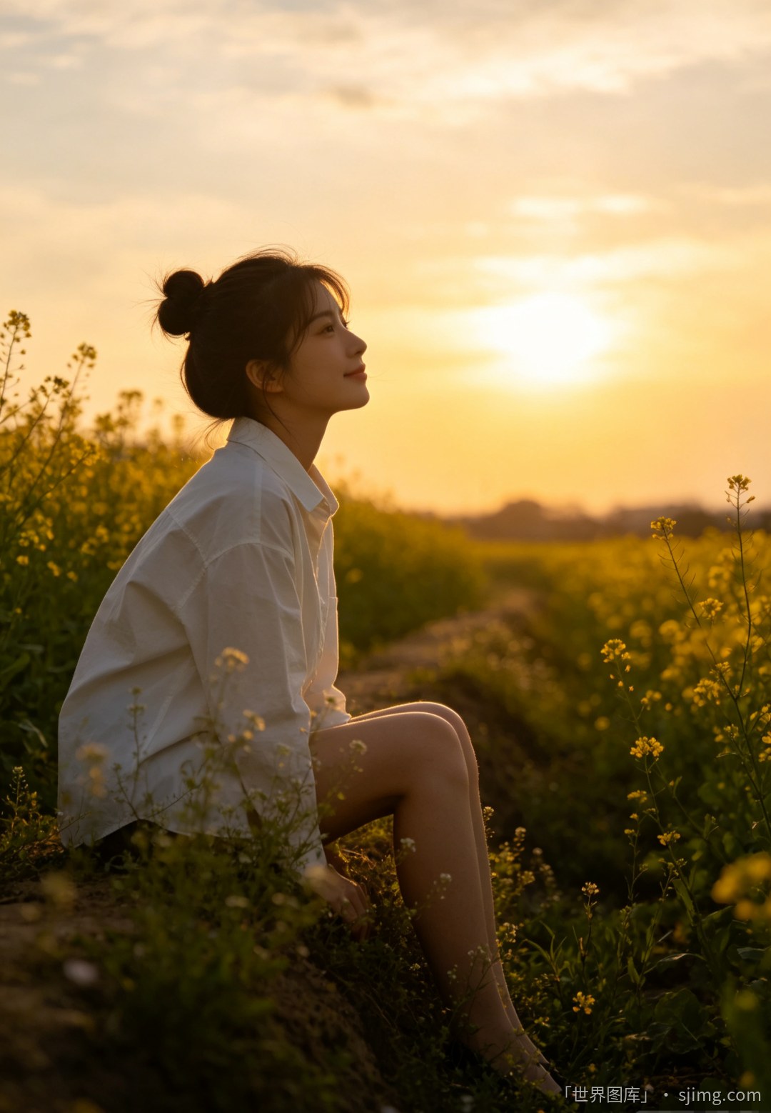 夕阳下的油花菜